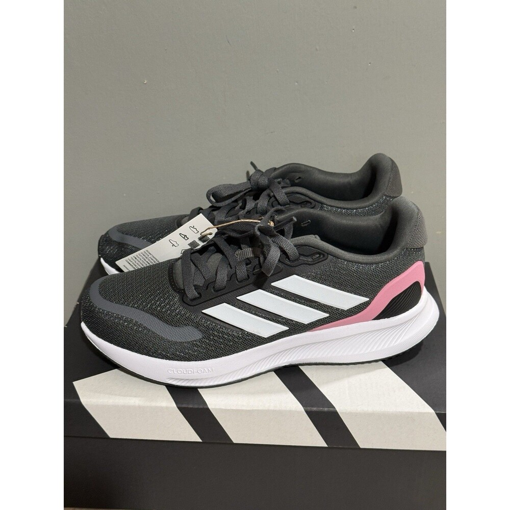 Adidas Runfalcon 5 Little Girls Sz 4 Shoes Black Pink Slip On Athletic Sneaker - Picture 5 of 16